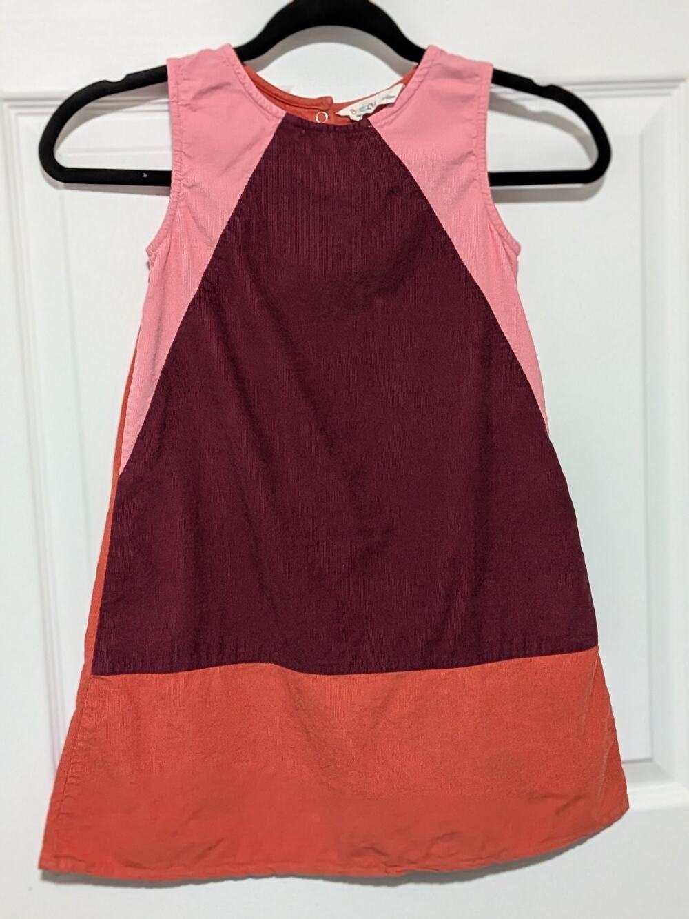 Beebay Girls Sleeveless Colorblock A-Line Dress Pink Maroon Orange Size 7 years
